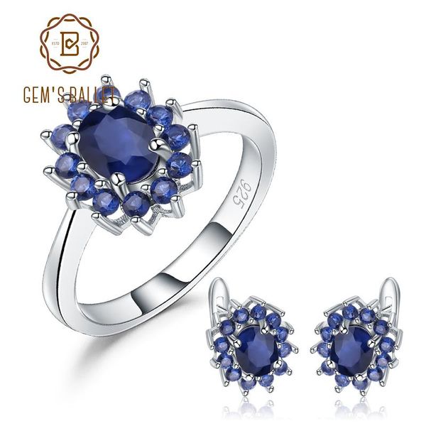 

bracelet, earrings & necklace gem's ballet princess diana natural blue sapphire ring set 925 sterling silver jewelry for women fine, Black