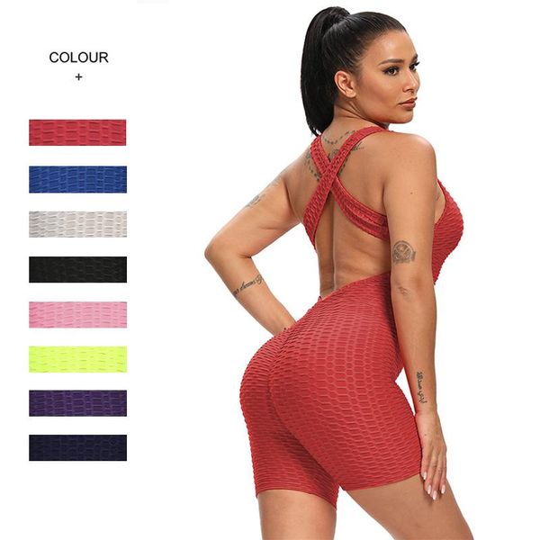 

push up sports jumpsuit women fitness leggings yoga pants stretchy thicken shorts female sets clothing outfit