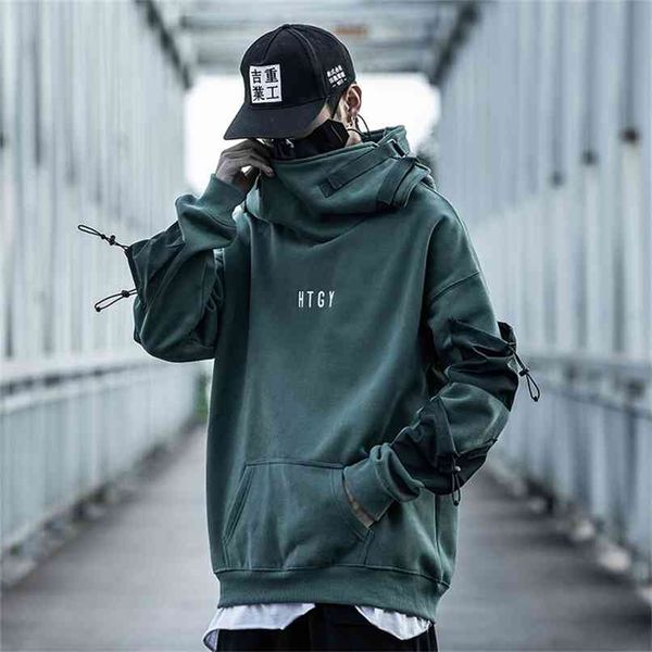 

techwear hoodie men japanese streetwear clothing 210813, Black