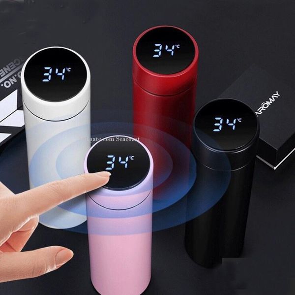 

fashion smart stainless steel mug water bottle temperature display vacuum kettle bottles thermo cup with lcd touch screen gift