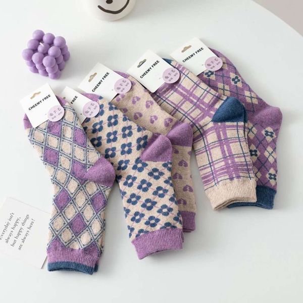 

autumn winter purple xiaohua middle wool thick, Black;white