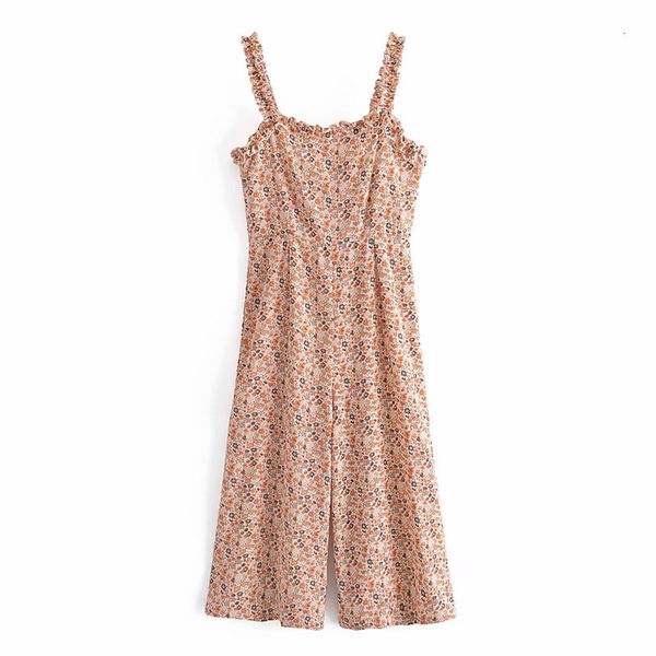 

women's jumpsuits & rompers sweet women square collar 2021 summer fashion ladies high street female printed straight np9f, Black;white