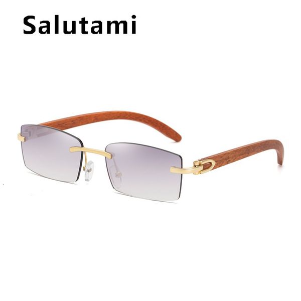 

sunglasses crystal cutting rimless square for men vintage wood gray brown sun glasses male hip hop driving shades women uv400a517, White;black