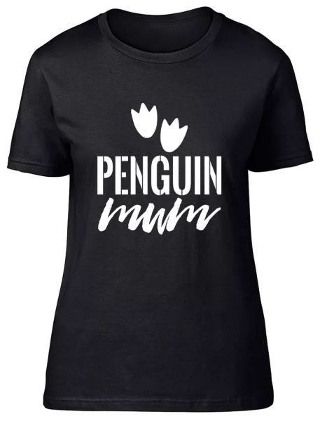 

penguin mum fitted womens ladies t shirt, White;black