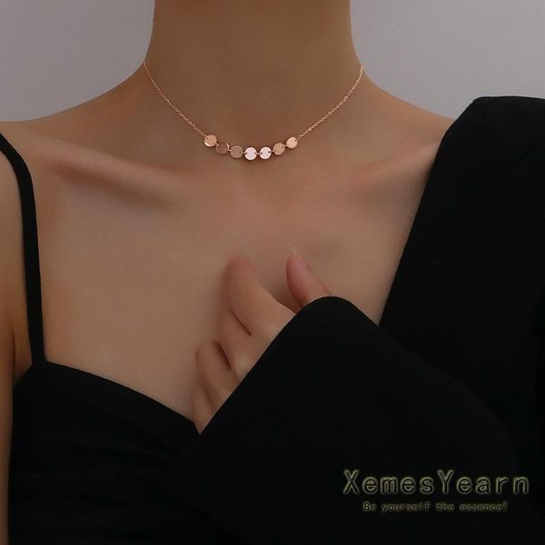 

chokers retro simple multiple small wafer gold necklace for woman korean girl's jewelry halloween party fashion accessories, Golden;silver