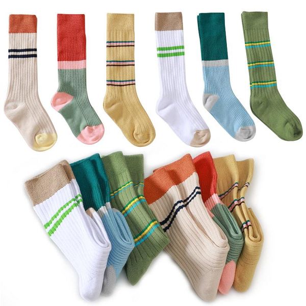 

footies 3pcs/lot autumn winter children's socks breathable knee-highs for girls color baby boys knee school stuff, Blue