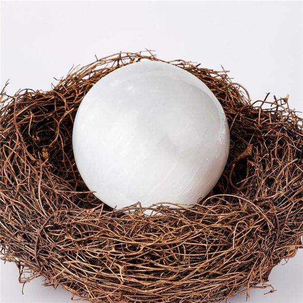 

decorative objects & figurines 5-6cm natural white selenite opal polished crystal spherical stone gem healing original gypsum massager