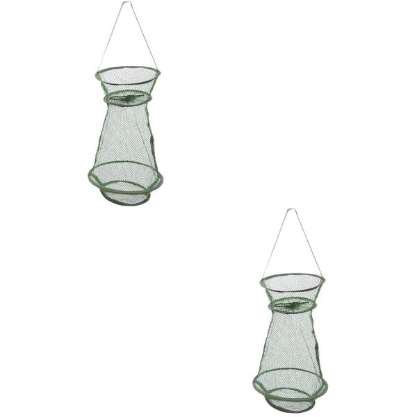 

fishing accessories 6 pcs mesh hole folding crab lobster net (medium size) (green)