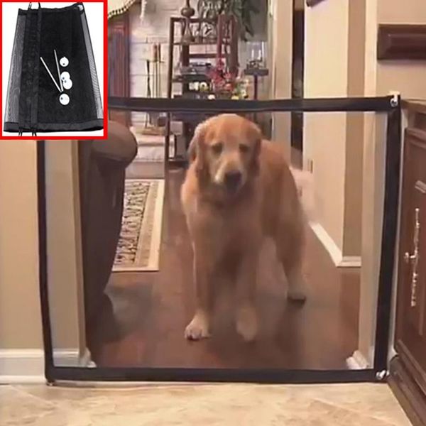 

kennels & pens dog gate mesh pet barrier fences portable folding indoor and outdoor magic protection safety enclosure supplies