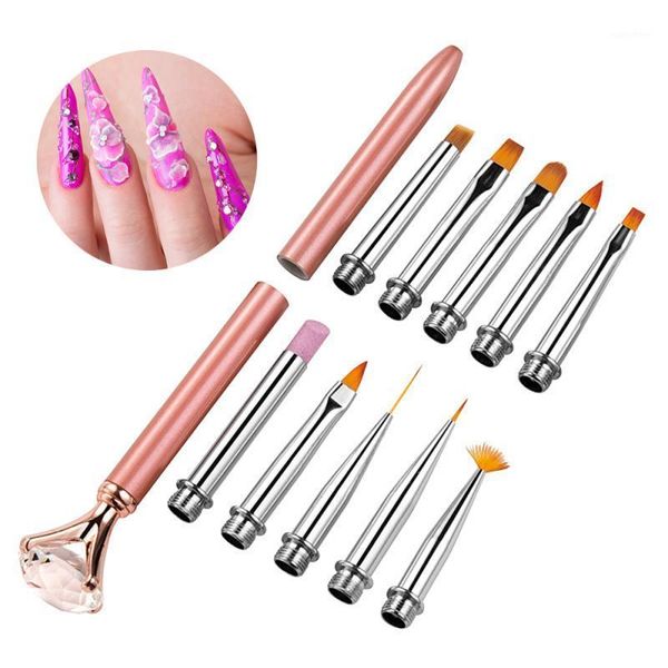 

pieces/set nail brush rhinestone manicure pen set acrylic drawing carving tips tools 1