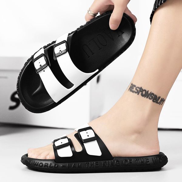 

slippers men's summer fashion outdoor wear korean outdoor trend 2021 new cool slippers men's beach flip flop, Black