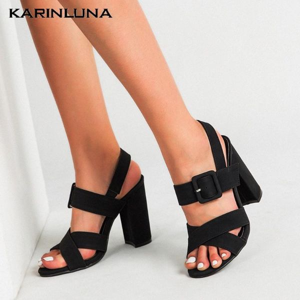 

karin 2021 arrivals large size 43 women pumps square heels metal decoration sandals summer casual woman shoes, Black