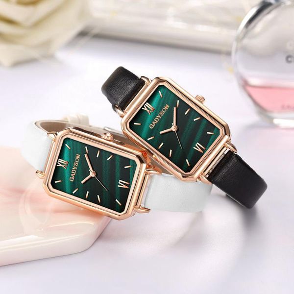 

wristwatches fashion casual rectangle small green quartz stainless steel ladies wrist watch luxury simple women watches, Slivery;brown