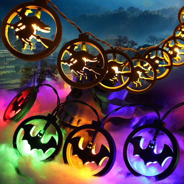 Halloween String Light 3M 20 Lampadine Appese Pipistrello teschio strega ragno Net Ciondolo Decor Stringhe Dolcetto o scherzetto Forniture per feste D2.0