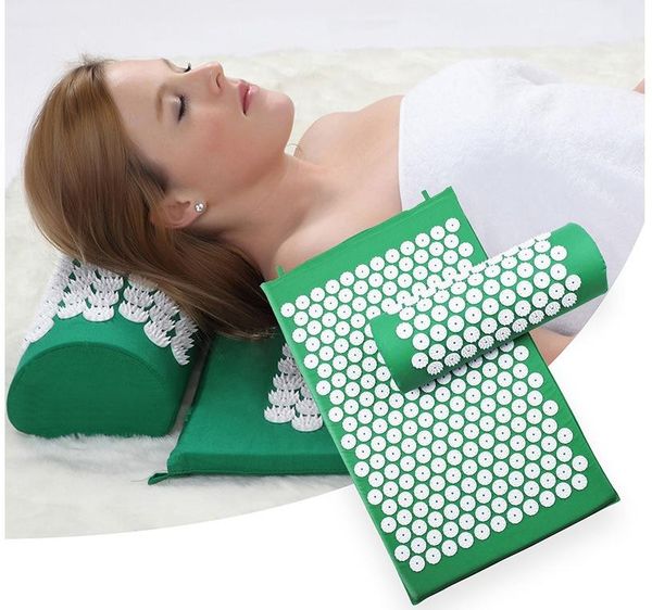 

yoga mats acupressure massage mat pillow set for relieves stress back neck sciatic pain relaxation tension release