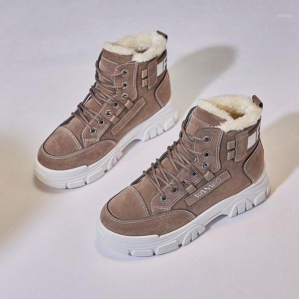 

boots retro winter 2021 women shoes trendy high sneakers platform snow fur plush casual woman botas de mujer1, Black
