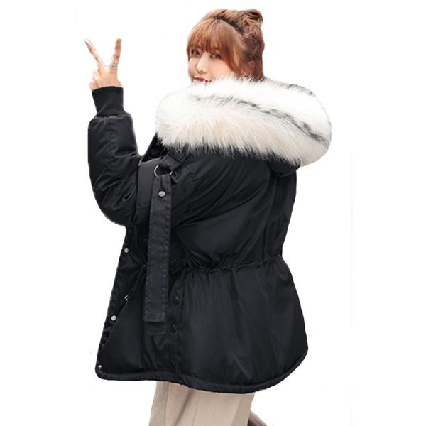 

women's trench coats 2021 korean style winter jacket women hooded with fur collar outwear cotton padded female parka short coat fashion, Tan;black