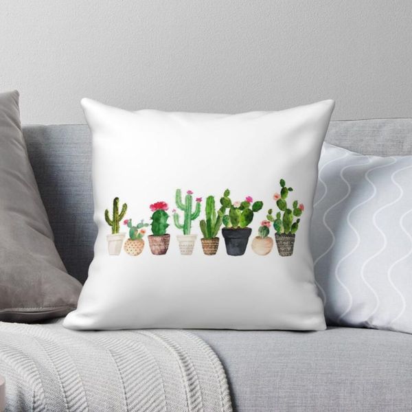 

pillow case cactus square pillowcase polyester linen velvet printed zip decorative home cushion cover 45x45