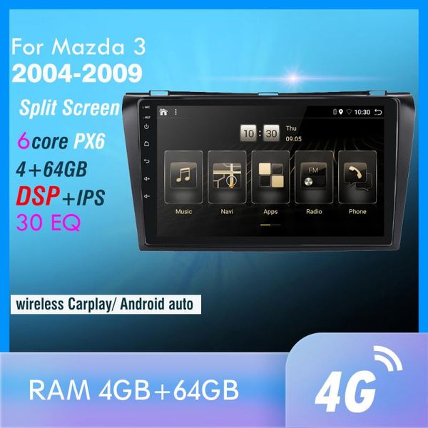 

car audio 4g+64gb px6 multimedia player for 3 2004-2009 maxx axela android 10 radio auto navigation gps 4g wifi rear cam dab+
