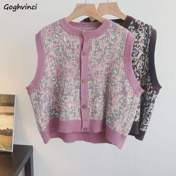 

women's vests spring women sweater vest single breasted knitted waistcoat female leopard vintage folk style buttons trendy fashion outw, Black;white