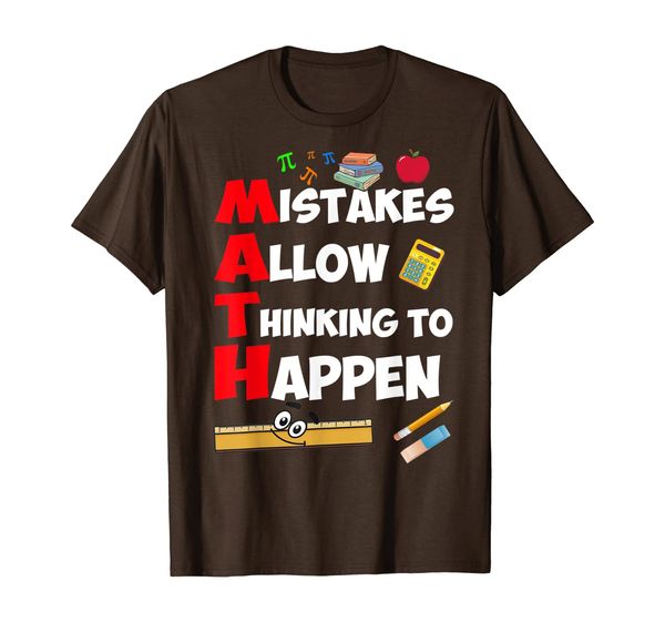 

mistakes allow thinking to happen - math teacher t-shirt, White;black