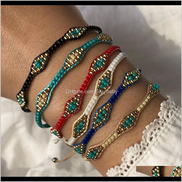 

charm bracelets jewelry drop delivery 2021 bohemian style friendship hand woven rope colorful rice beads bracelet exotic accessories nbtiz, Golden;silver