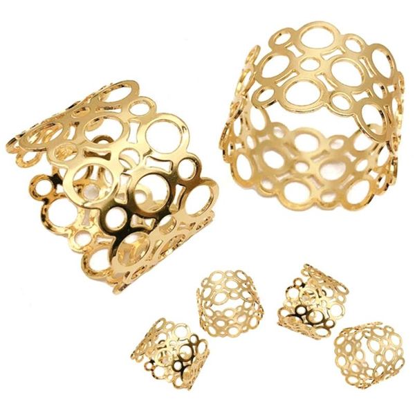 

napkin rings ring, 6-piece metal holder, party dinner christmas table decoration, hollow round design ring