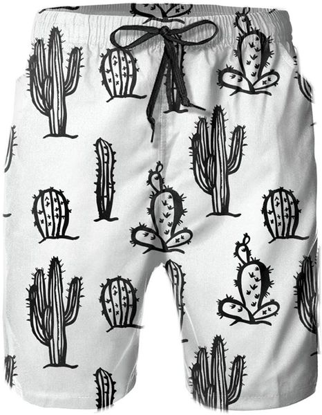 

men swim trunks white cactus swimming shorts swimwear water resistant running summer beach outfit pants men's, White;black