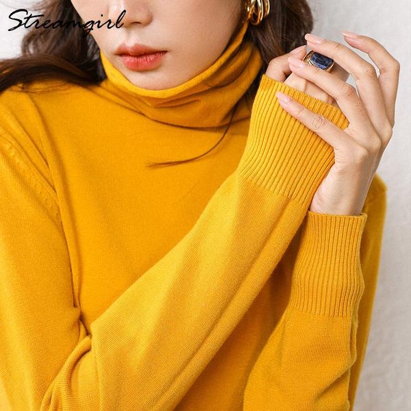 

women's sweaters white turtleneck sweater women winter clothes jumper warm knitted turtle neck fall for woman 2021, White;black