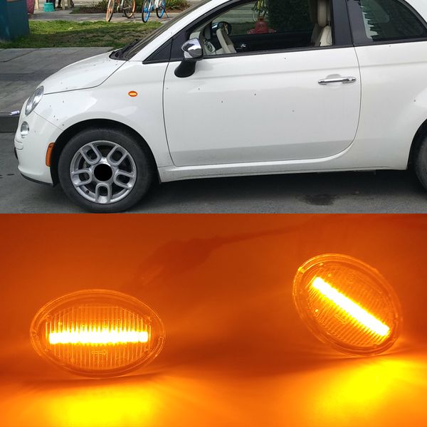 1 Pair LED Side Marker Light Turn Signal Lamp Clear for Fiat 4S 63 3P Nuova 500 Abarth Ford Ka Desde Lancia Ypsilon Maserati