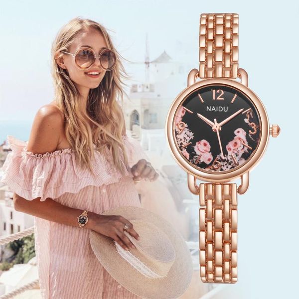 

wristwatches luxury stainless steel quartz dress watches zegarek damski fashion rose gold watch silver woman, Slivery;brown