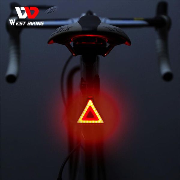 Bisiklet Işıkları Batı Bisikleti Bisiklet Arka Tüp Arka Tüp Su Geçirmez USB Şarj Edilebilir LED Güvenli Uyarı Lambası Bisiklet