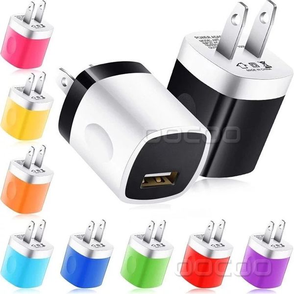 Mini Colorido Mini Carregadores de Alimentação USB Adaptador 5W 1A Único Carregador de Telefone Celular Tipo-C Micro Home Viagens para Android Celphone Universal Atacado