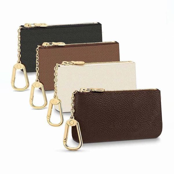 

2023 fashion 8 colors key pouch coin purse damier leather holds classical women men holder small zipper key wallets with box and dust bag m6, Red;black