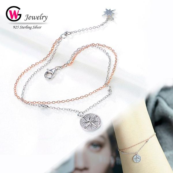 

link, chain 2021 arrival s925 silver star charms bracelet for women fashion accessories bracelets bangles party jewelry gift femme beach, Black