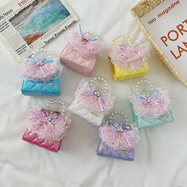 

girls mini purses and handbags 2021 cute lace pures bags for kids small coin pouch toddler party hand tote purse, White