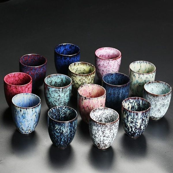 

cups & saucers 1pcs/3pcs japanese style kiln change china ceramic tea cup porcelain pottery drinkware wholesale household 250ml