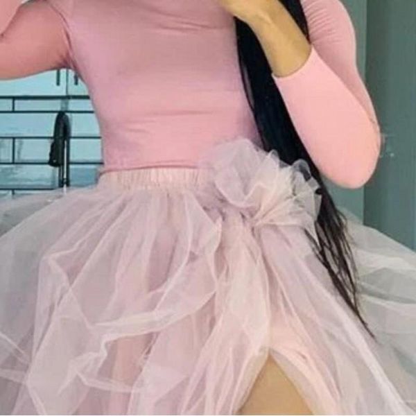 

skirts dusty pink tulle high street custom made long slit skirt women to party female maxi girls, Black