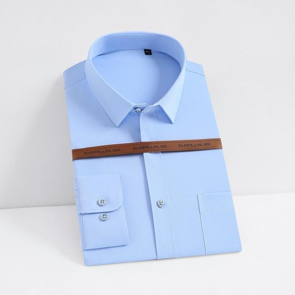 

men's dress shirts 2021 smart casual pure colors long sleeve slim fit shirt elastic comfortable soft for men clothes, White;black