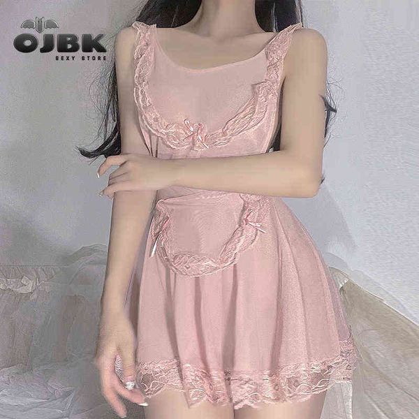 

nxy set ojbk corner pink backless night clothing for women erotic lace lingerie set nice cap porno outfit girl cosplay 0687 1111, Red;black