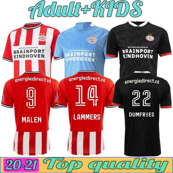 

eindhoven 20 21 soccer jerseys 2021 malen camisa de futebol ihattaren dumfries gakpo m. gtzelammers mens football shirts kids kit, Black;yellow