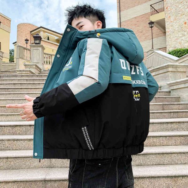 

men's jackets autumn winter down cotton-padded jacket youth korean fashion trend print thick hooded casual coats men drop li5b, Black;brown