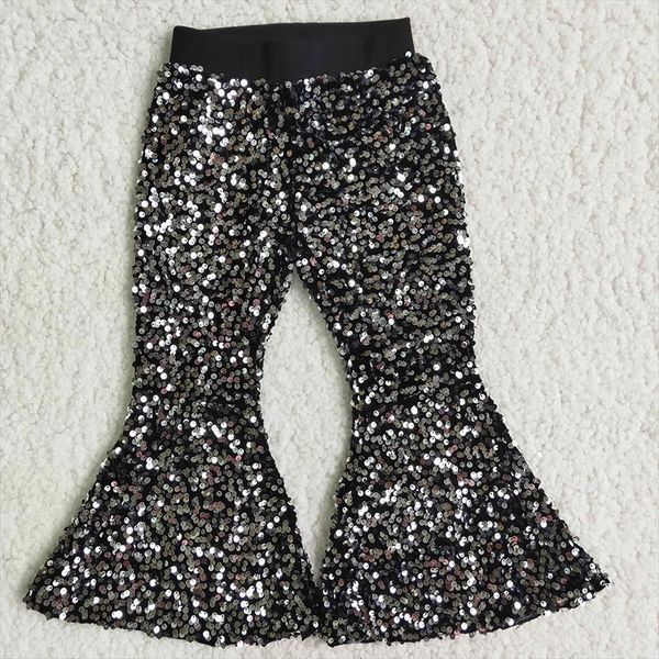 

selling children fashion sequins pants girls black bells toddlers elastic, Blue