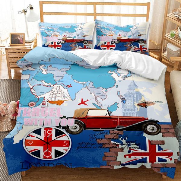 

bedding sets retro american set single twin full  king size mail stamp bed aldult kid bedroom duvetcover 3d print 015