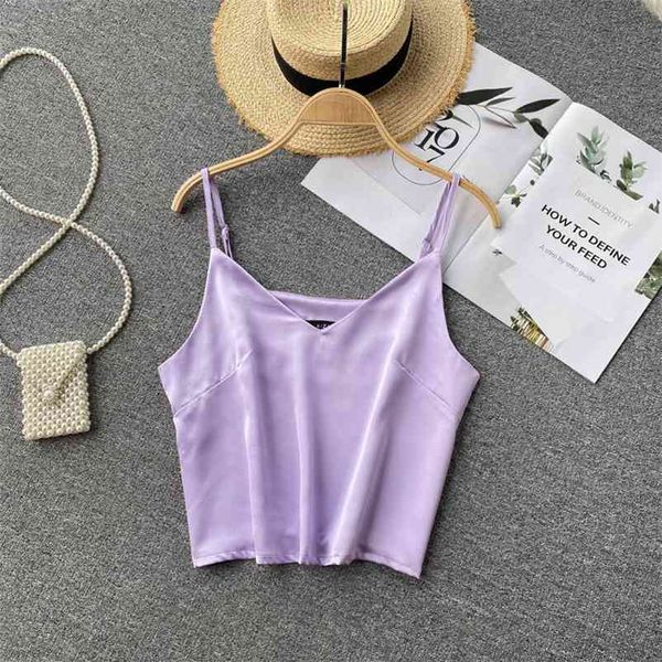 

women satin temperament slim suspender vest solid color versatile short fashion spring summer 11b784 210525, White