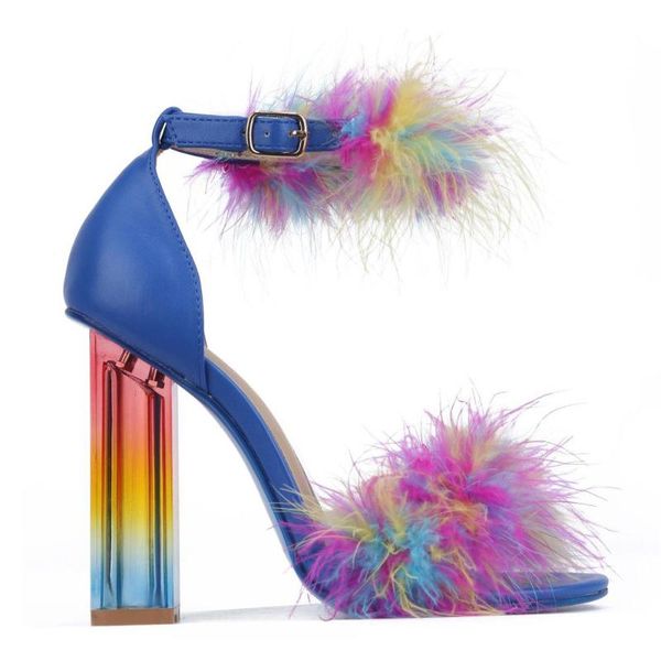 

dress shoes women fashion colorful stylish furry fur heels sandals, Black