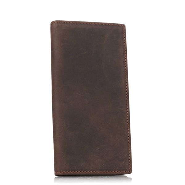 

men genuine leather long purse bifold thin coin bag holder case wallets, Red;black