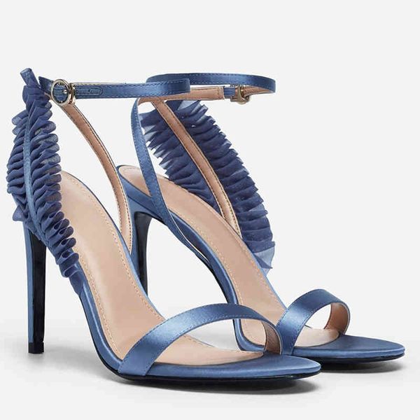 

slippers 2021 summer stiletto-heeled silk bridal wedding shoes female wild open-toed banquet dress plus size custom sandals 6, Black