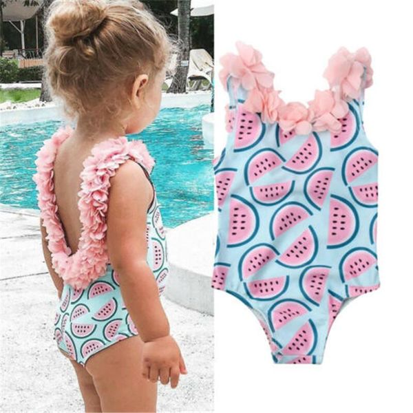 

one-piece suits toddler infant kids baby girls backless watermelon bikini swimwear swimsuit bathing suit