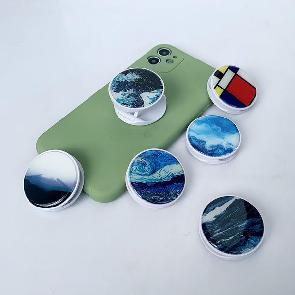 

cell phone mounts & holders 1pc marble grip finger rring support anti-fall round foldable mobile holder for